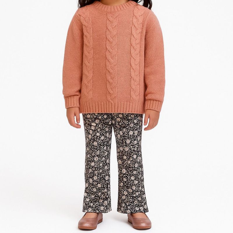 DKNY Pink Chenille Sweater & Floral Legging Set