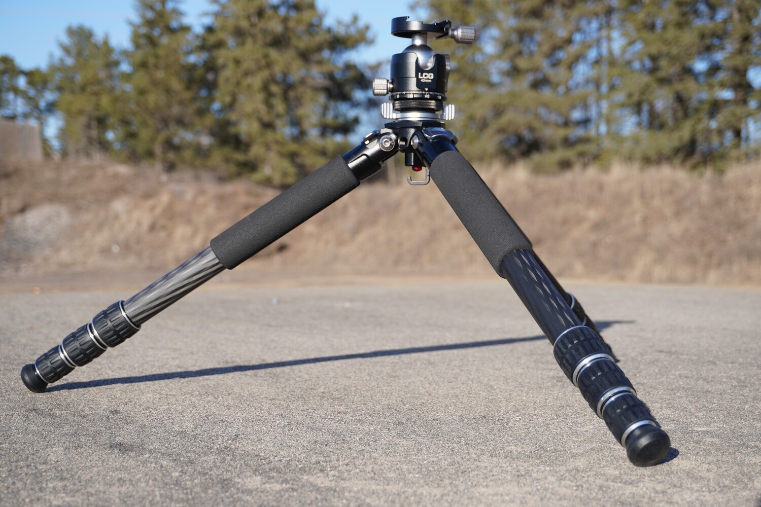 Thorofare carbon fiber tripod set low to the ground