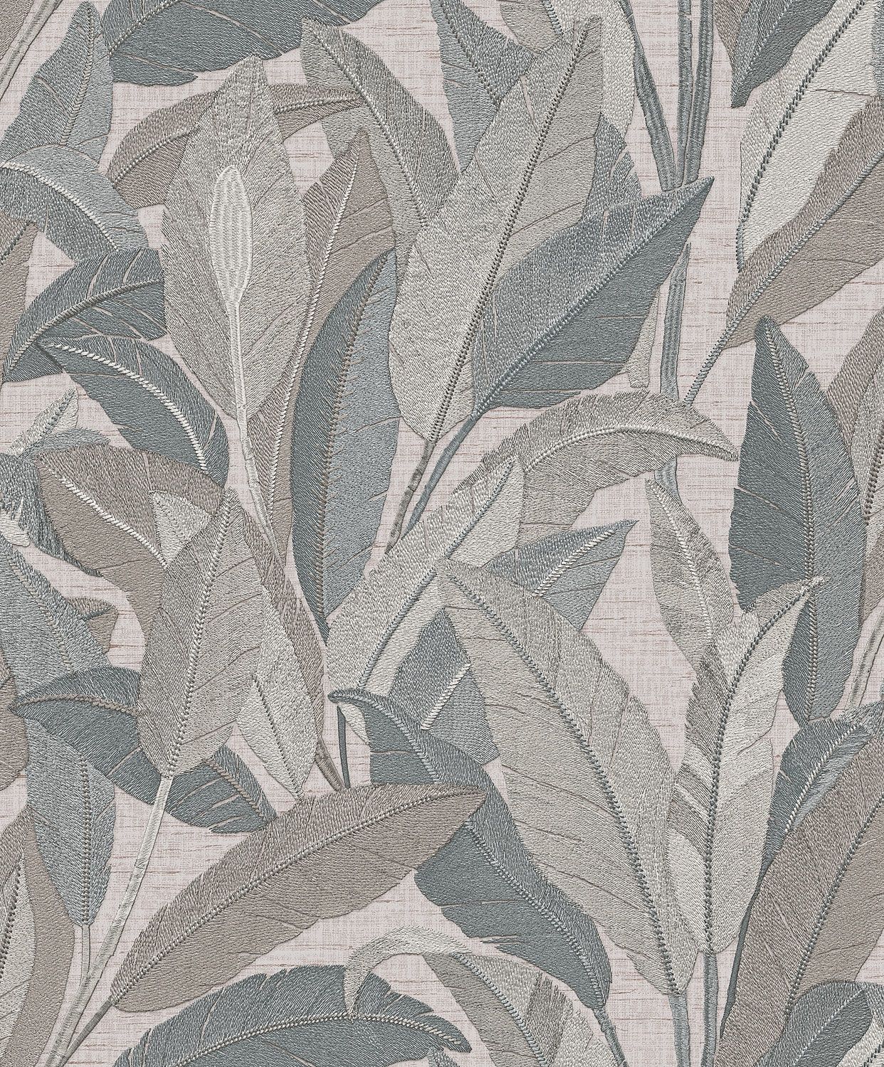 Renaissance 2 - embroidered leaves grey RE521054