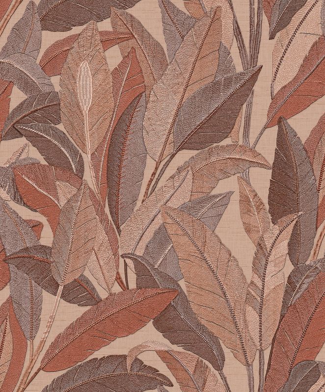 Renaissance 2 - embroidered leaves rust RE521055