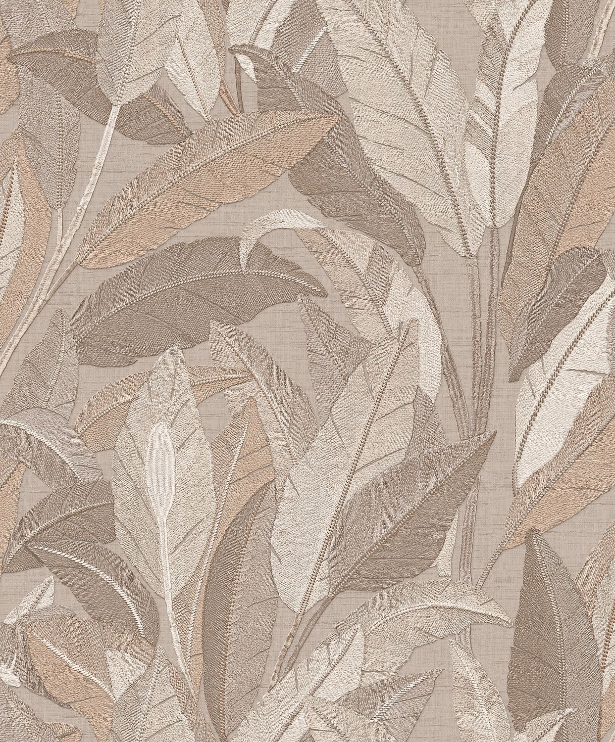 Renaissance 2 - embroidered leaves taupe RE521053