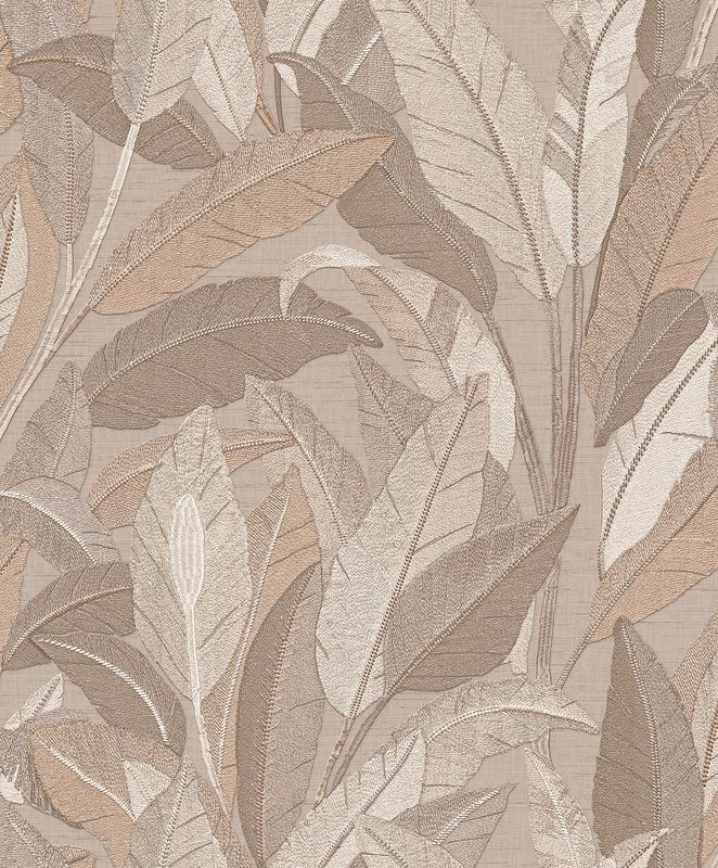 Renaissance 2 - embroidered leaves taupe RE521053 Renaissance 2 - embroidered leaves taupe RE521053