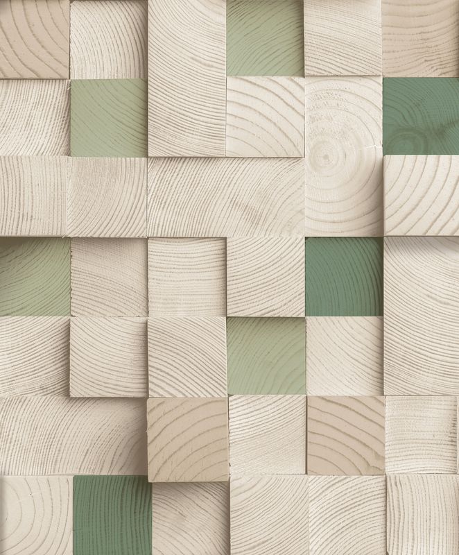 Artifice- houtblokken beige/groen M801-04