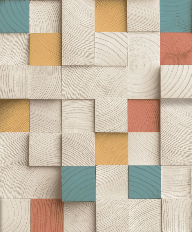 Artifice- houtblokken beige/oker M801-01