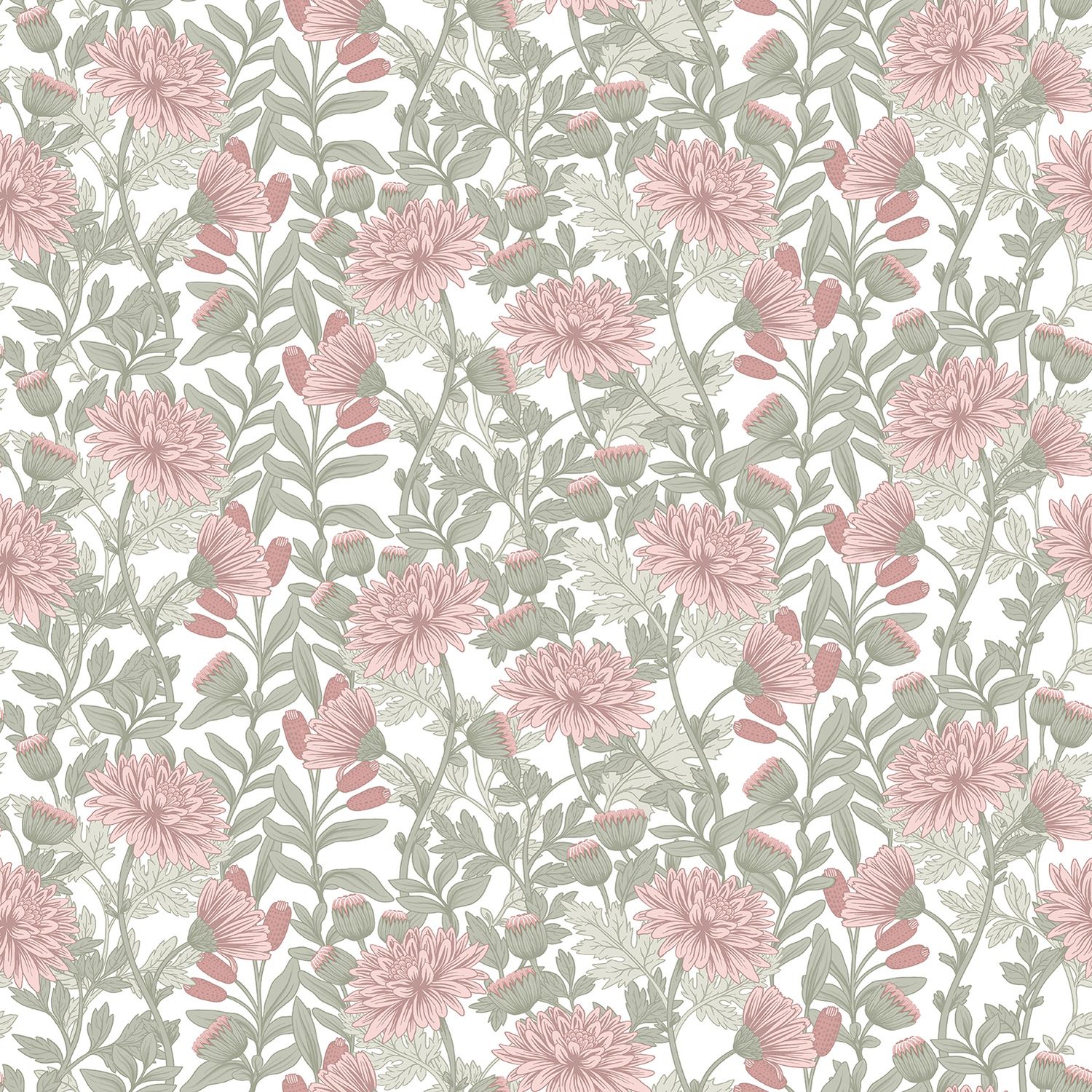 Flora- bloem wit/groen/roze M882.03