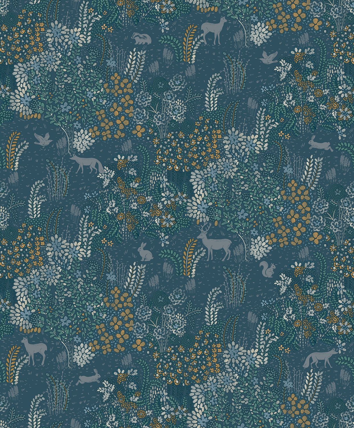 Flora- bosdieren donkerblauw M867.01