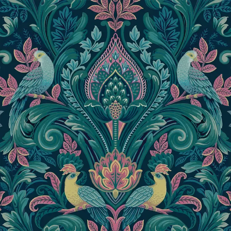 Arcadia- Opulent Damask blw/grn/roze A67801 Arcadia- Opulent Damask blw/grn/roze A67801