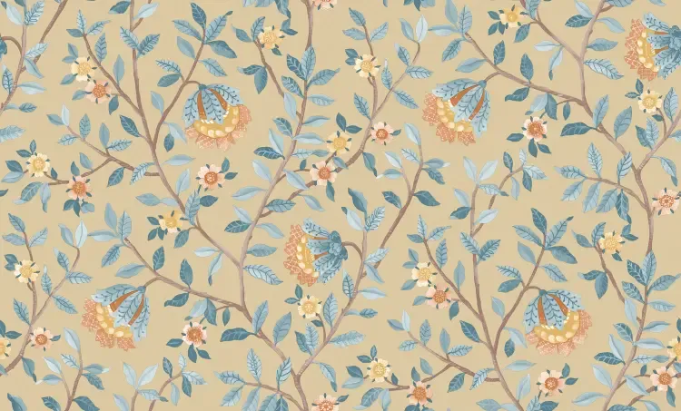 Botanique- Tree Branch beige/blauw B199-92D Botanique- Tree Branch beige/blauw B199-92D