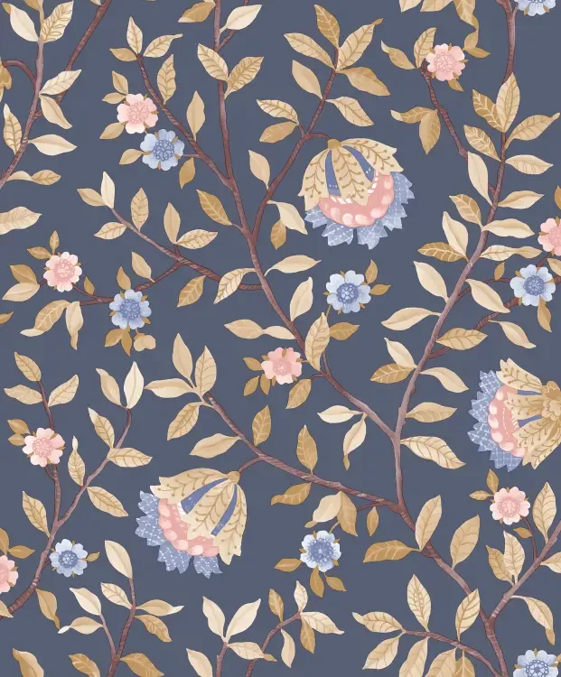 Botanique- Tree Branch blauw/beige B199-11