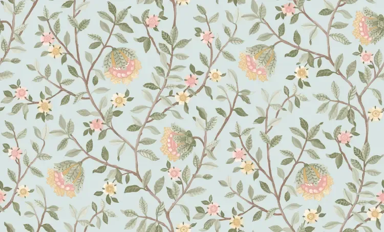 Botanique- Tree Branch blauw/roze B199-74D Botanique- Tree Branch blauw/roze B199-74D