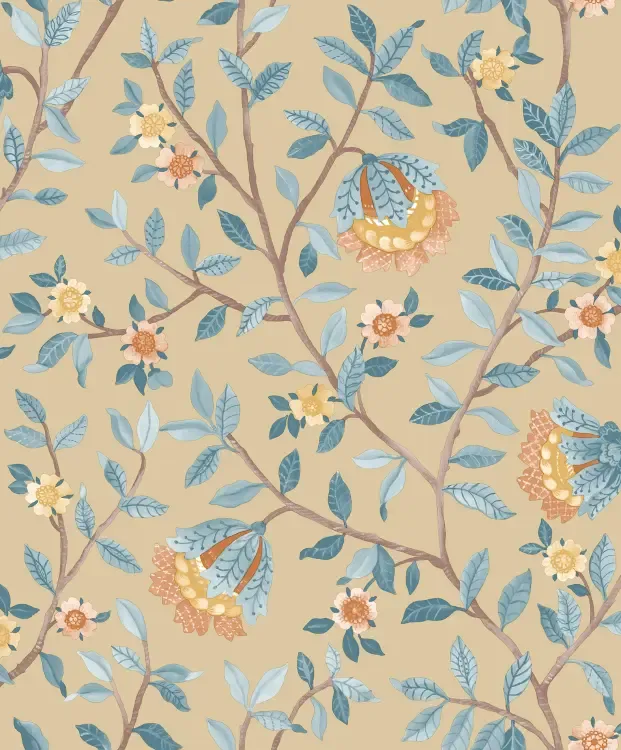 Botanique- Tree Branch beige/blauw B199-02