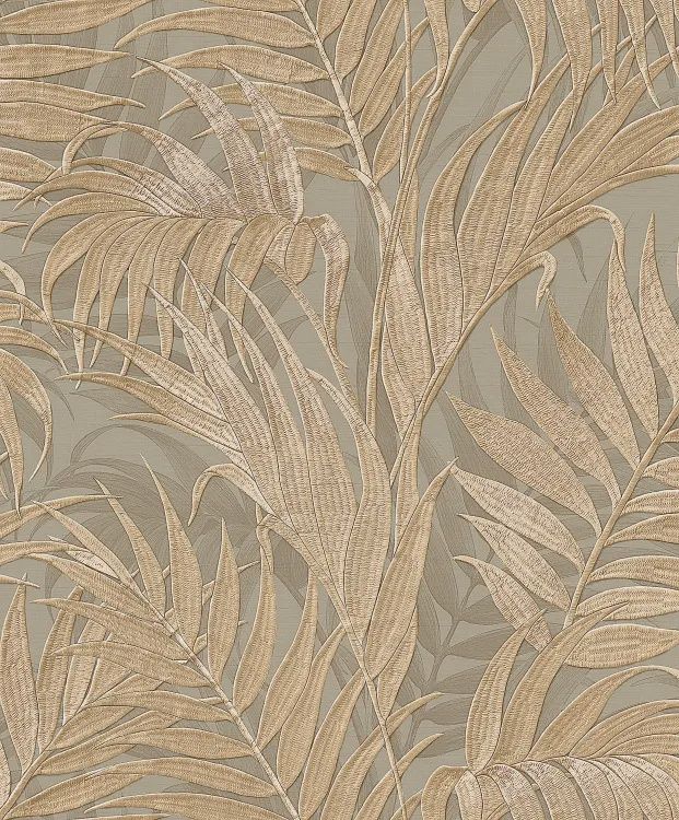 Grace Tropical palm leaf green/gold GR322105