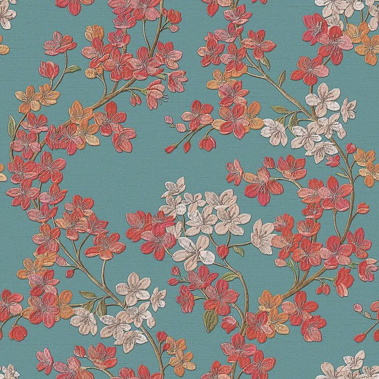 Grace Cherry blossom aqua/red GR322205 Grace Cherry blossom aqua/red GR322205