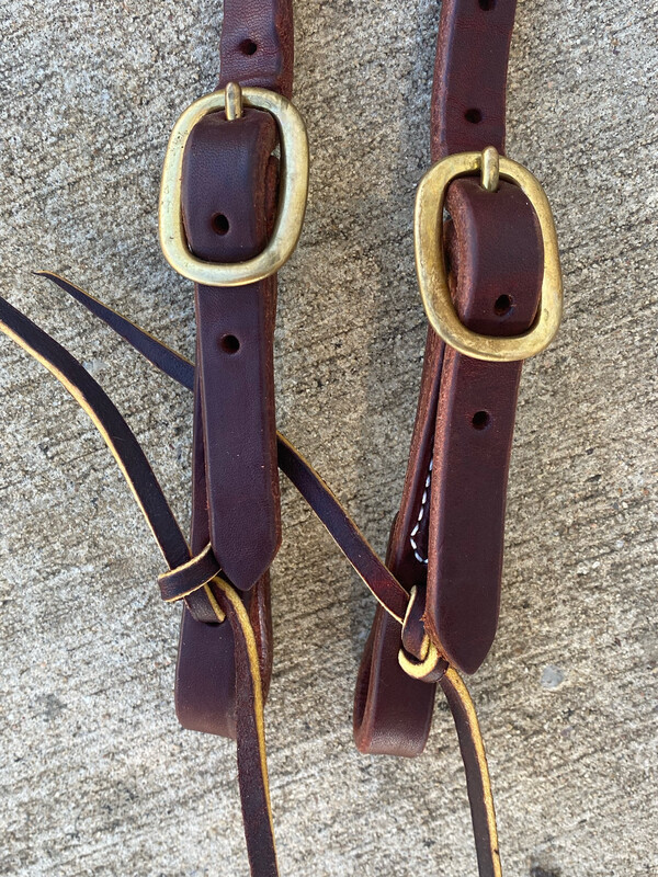 Single Slide Ear Headstall with Double Brass Buckle Hot-Oiled 5/8” Width
