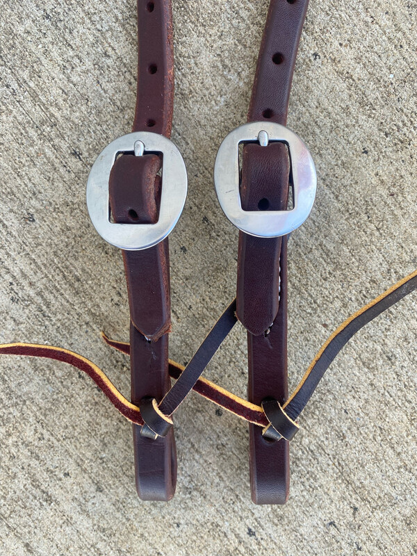 Single Slide Ear Headstall with Double Stainless Buckles Hot-Oiled 5/8” Width