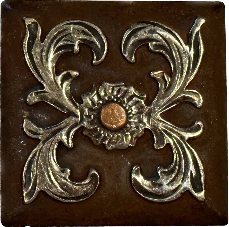 Concho Dark Brown Square GS Scrolls with Copper Flower