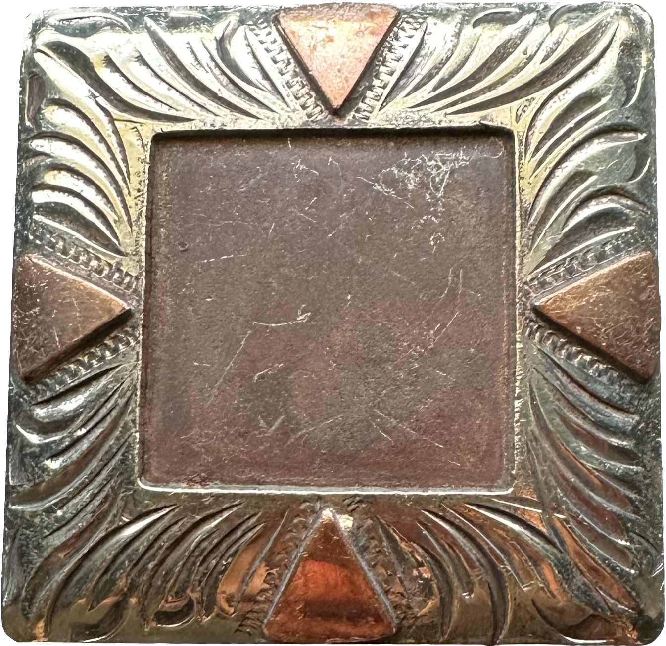 Concho Antique Brown Square GS Border with Copper Triangles