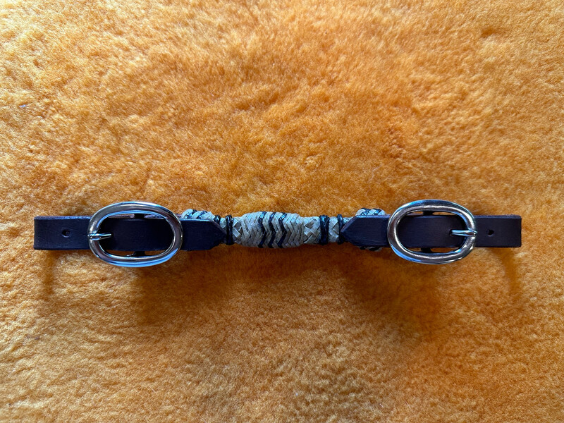 Leather Curb with Braided Raw-Hide and Two SS Buckles