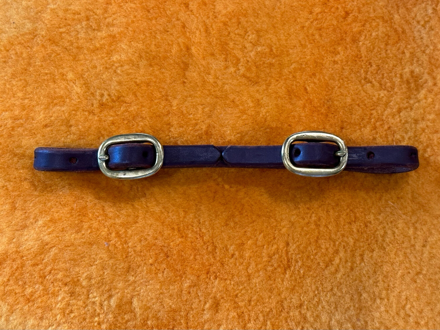 Leather Curb with Two Brass Buckles