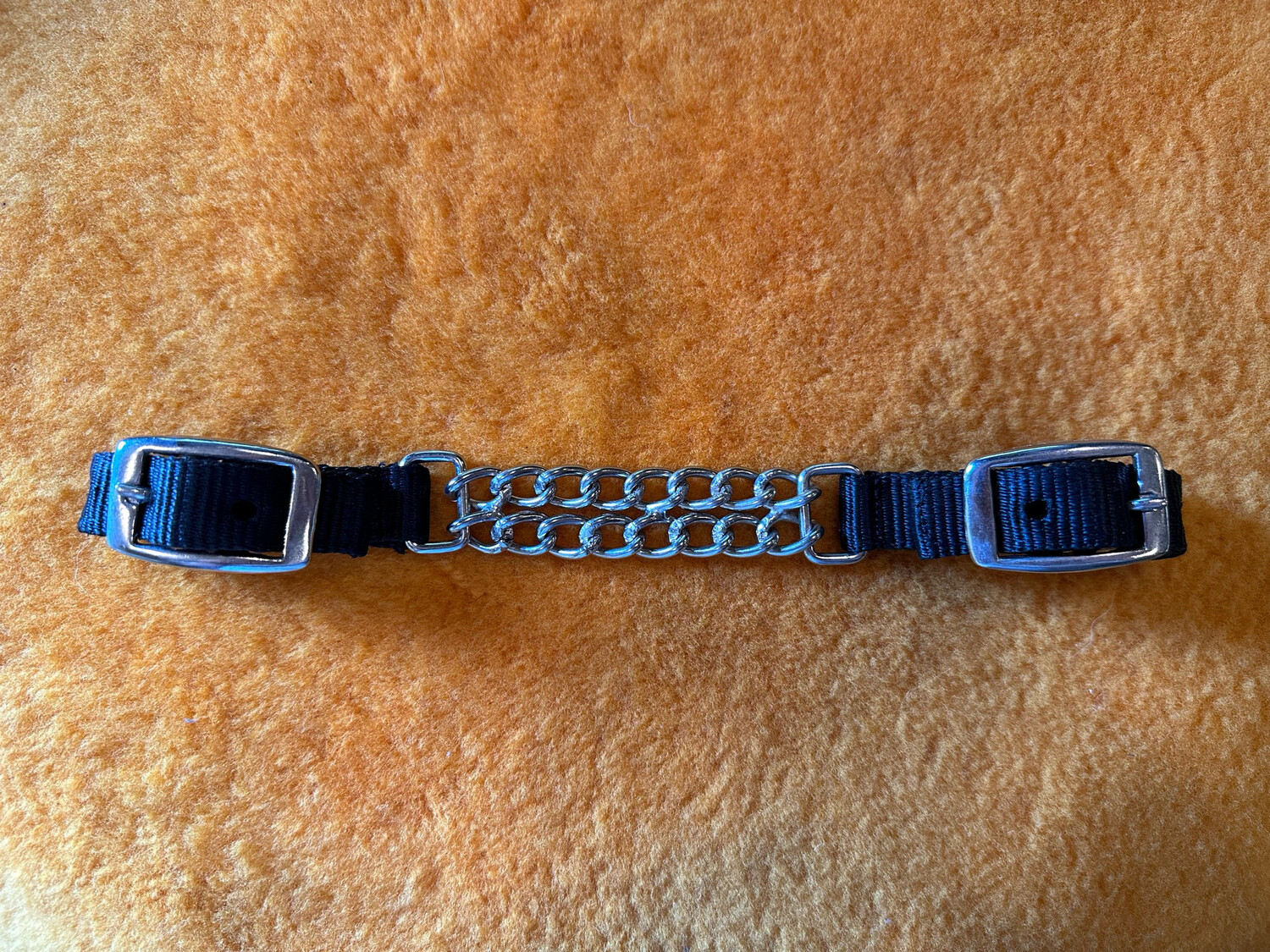Black Nylon Curb with Double Row Chain and Two SS Buckles