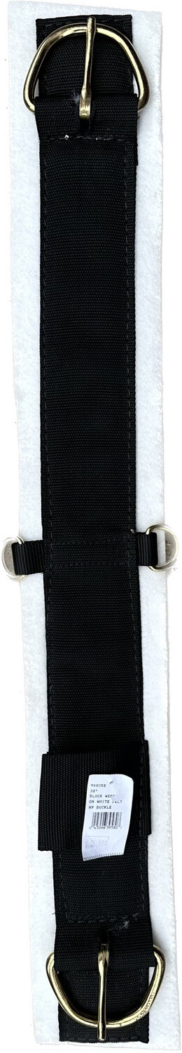 Felt Padded Nylon Straight Western Cinch with Brass Buckles