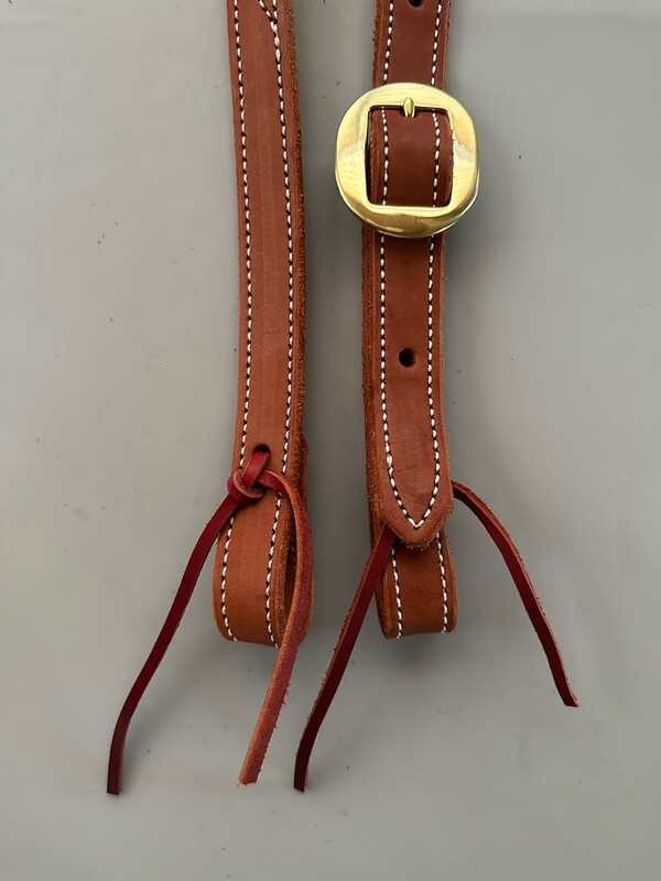 Robert Teskey Single Slit Ear Headstall Beveled &amp; Stitched with One Oval Brass Buckle in Light Medium Oil 1” Width