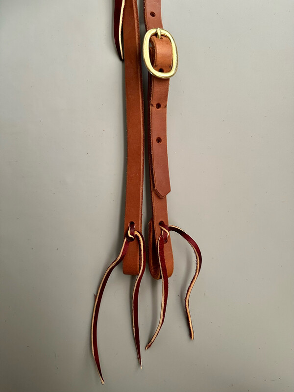 Single Mahogany Red Latigo Leather Ear Piece Headstall with One Basic Brass Buckle Medium Oil 5/8” Width