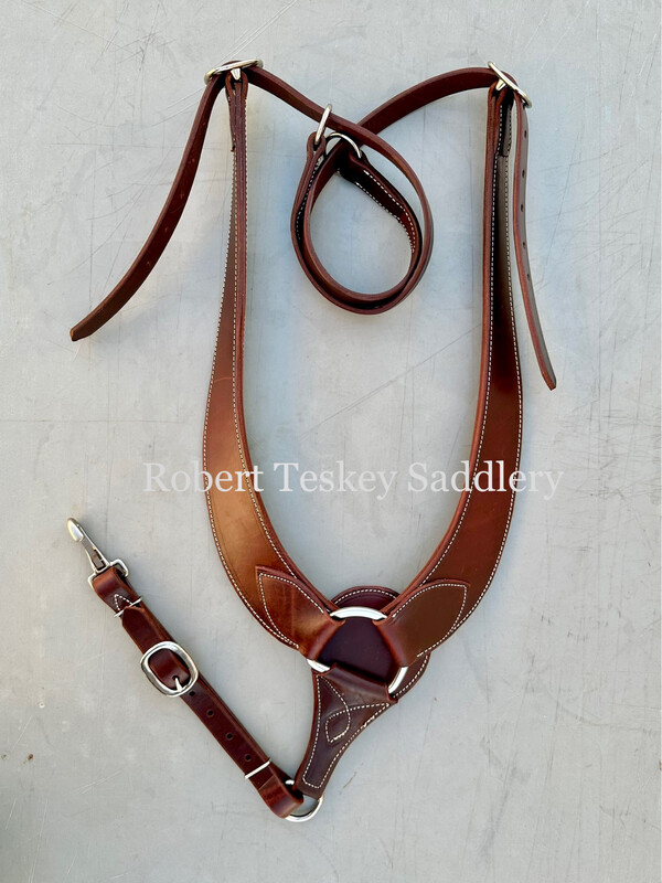 Pulling Collar Smooth Leather in Walnut Brown Dark Oil Finish with 22” Length Shoulder Pieces &amp; 32” Length Pulling Tugs