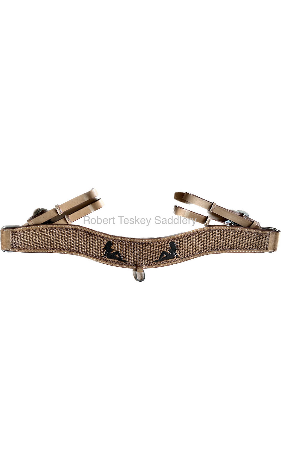 Robert Teskey Tripping Collar Smooth Leather in Antiqued Light Basket Weave Pattern &amp; two Painted Black Figures