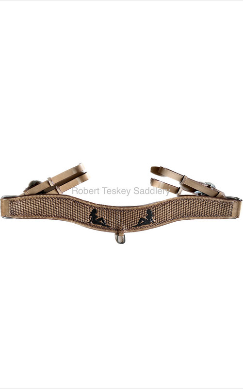 Robert Teskey Tripping Collar Smooth Leather in Antiqued Light Basket Weave Pattern &amp; two Painted Black Figures