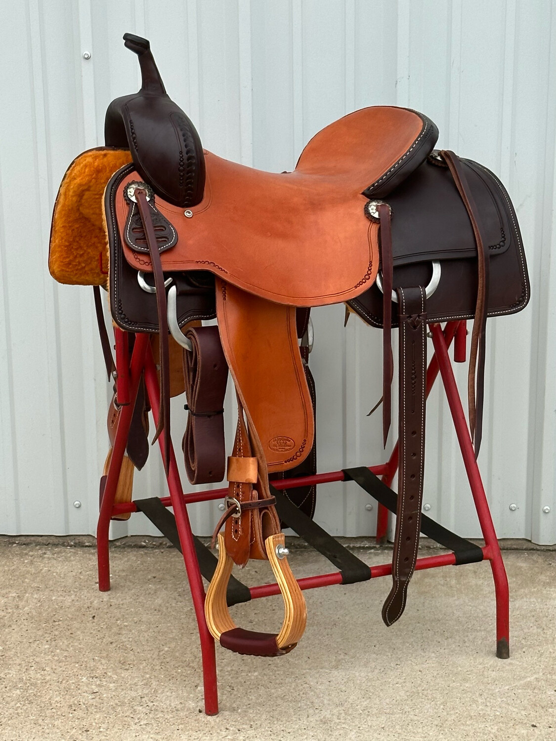 Ed Mathieus Las Vegas, Nv. Cutting Horse Saddle with a 16- inch Slick Out Seat