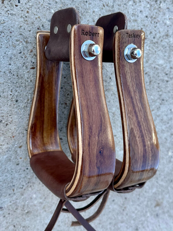 Bell Stirrups in Medium Exposed Wood Grain Varnish