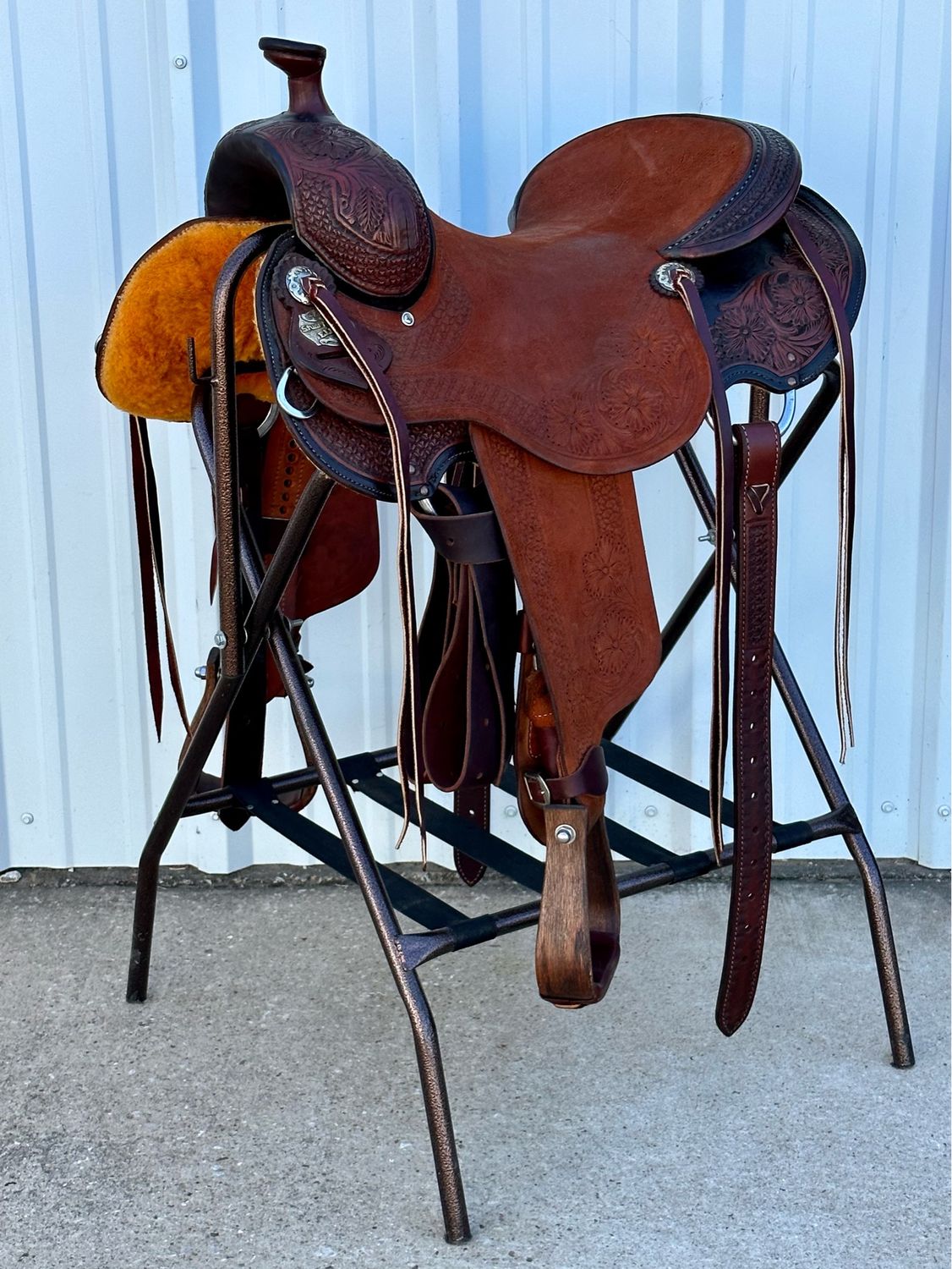 Stuart Rybak Cow Horse Saddle with a 16 1/2” Rough Out Seat 080324