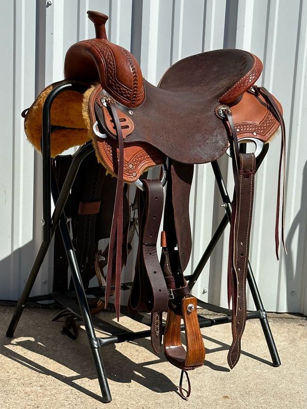 Stuart Rybak Cow Horse Saddle with a 16- inch Dark Rough Out Seat