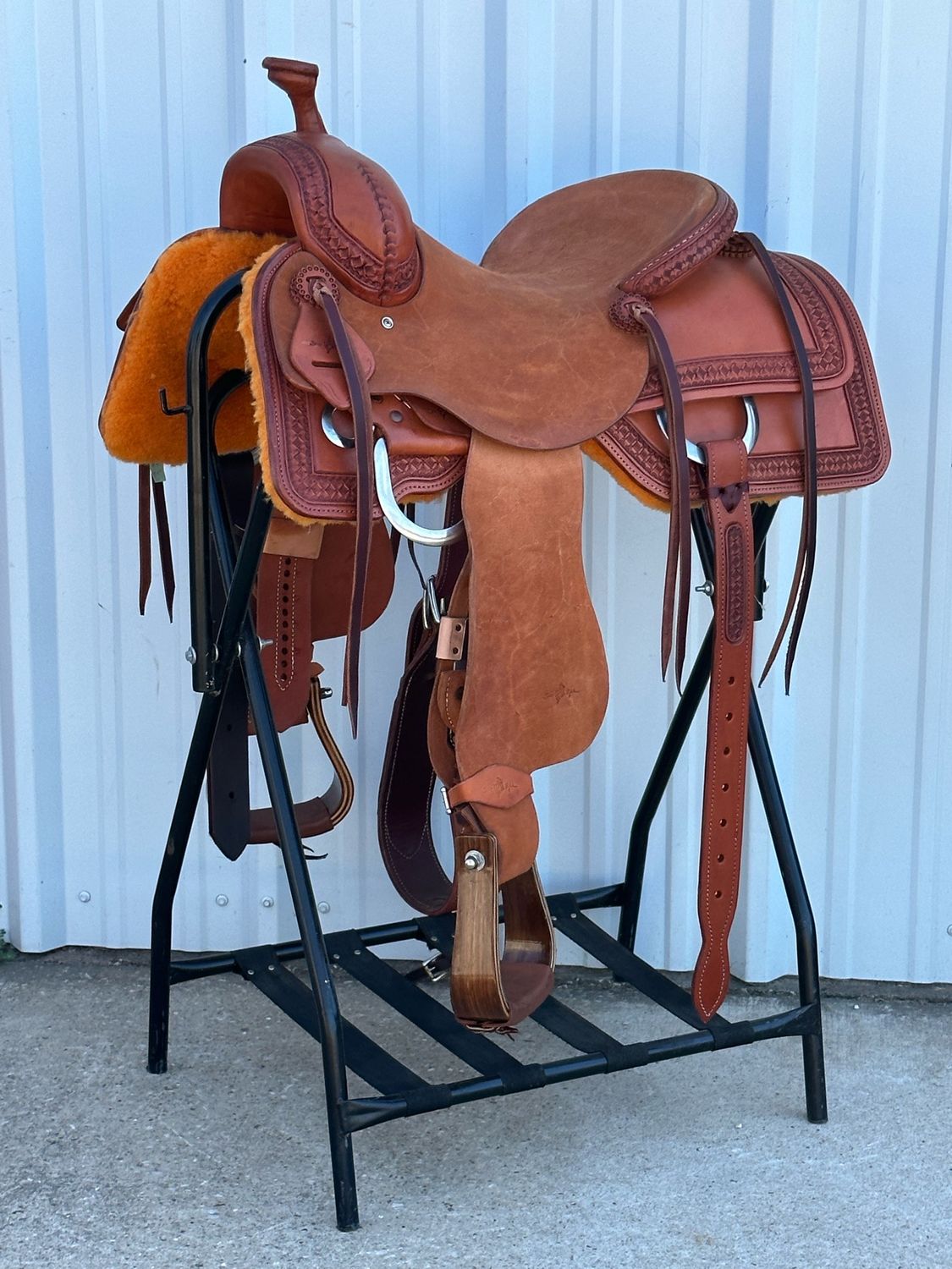 Stuart Rybak Cow Horse Saddle with a 15- inch Rough Out Seat in Light Oil Finish