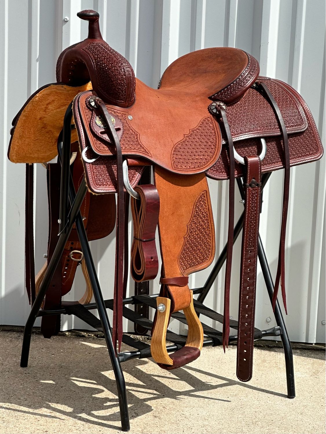 Robert Teskey Cow Horse Saddle with a 16- inch Rough Out Seat