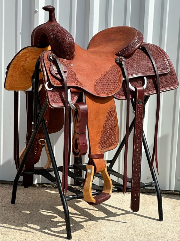 Robert Teskey Cow Horse Saddle with a 16- inch Rough Out Seat