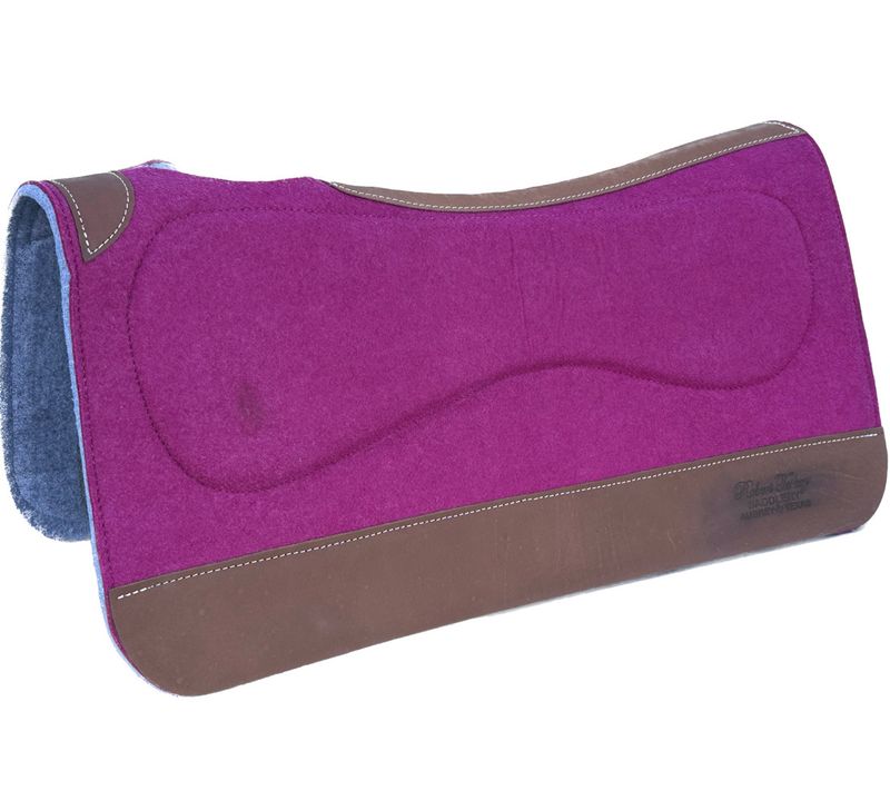 Robert Teskey Premium Moisture Wicking 1/2- inch Felt Top with 3/4- inch Removable Felt Bottom Pad with Brown Wear Leathers in Magenta Light Grey 1024