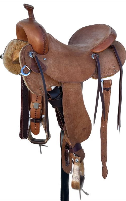 Stuart Rybak Ultra Light Cow Horse Saddle with a 16- inch Rough Out Seat in Light Finish