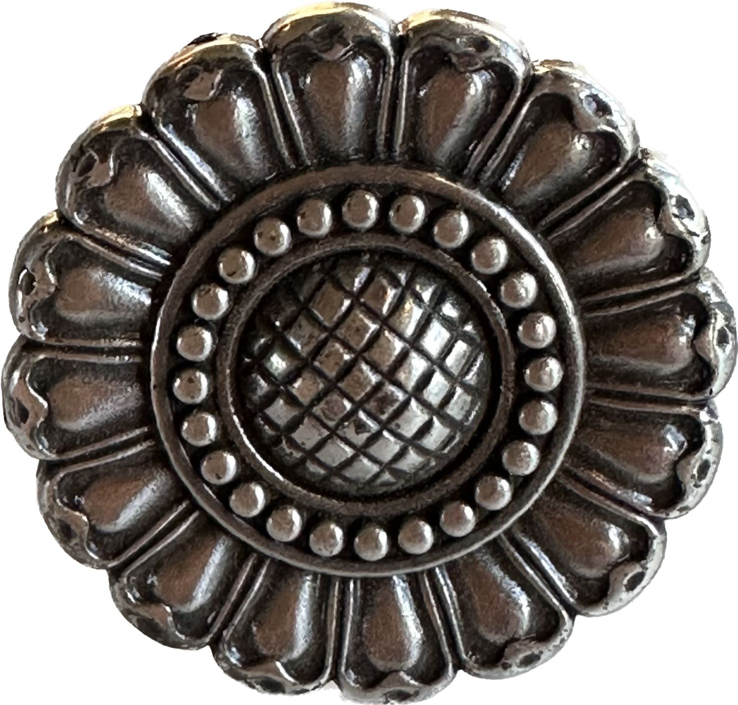 Set of Six Conchos in Stamped Floral Pattern