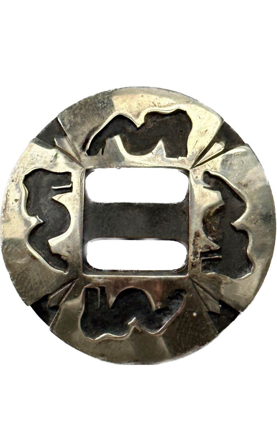 Slotted Concho in Gun Metal Grey with German Silver Trim Four Figures