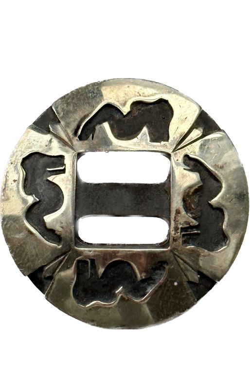 Slotted Concho in Gun Metal Grey with German Silver Trim Four Figures