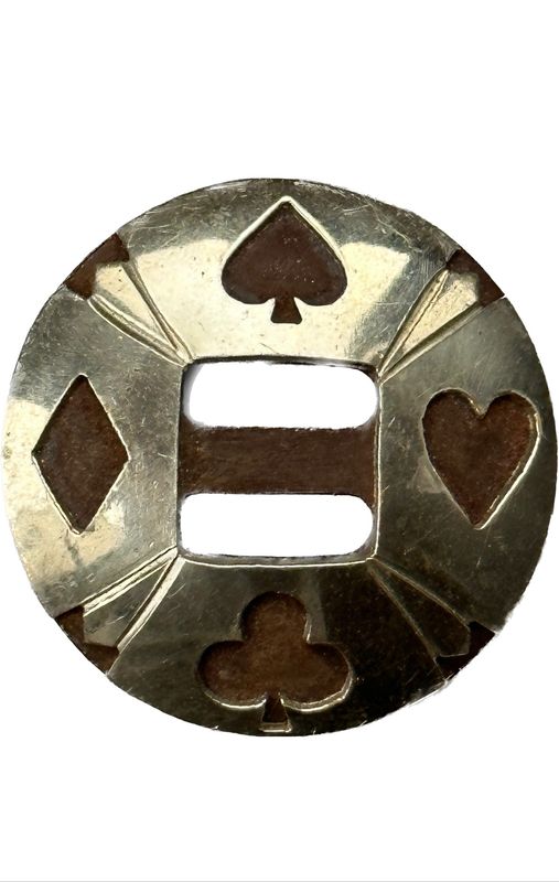 Slotted Concho in Rust Brown with German Silver Trim Card Symbols