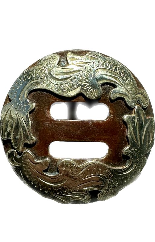 Slotted Concho in Rust Brown with German Silver Trim Wreath Tulip