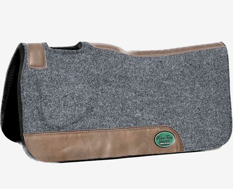 Robert Teskey Felt Saddle Pad with Shoulder Shims with Plain Brown Wear Leathers in Dark Melange Grey