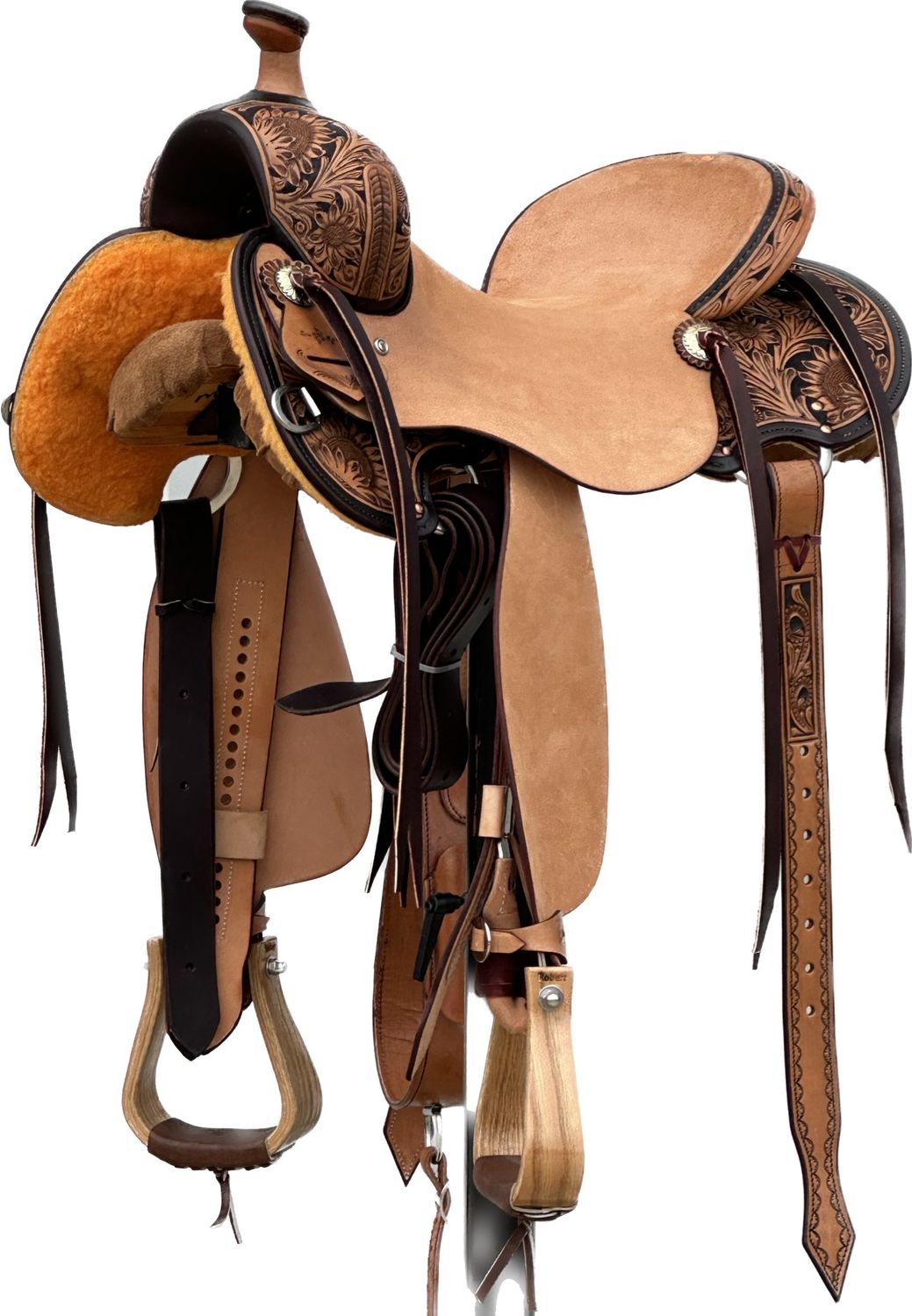 Stuart Rybak Cow Horse Saddle with a 15- inch Rough Out Seat in Light Finish Sun 022125
