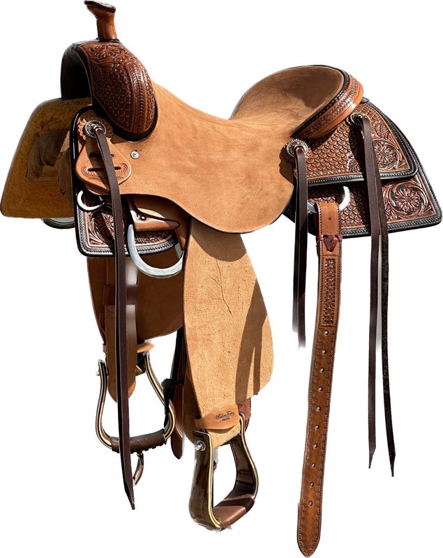 Robert Teskey Elite Cow Horse Saddle with a 16- inch Rough Out Seat