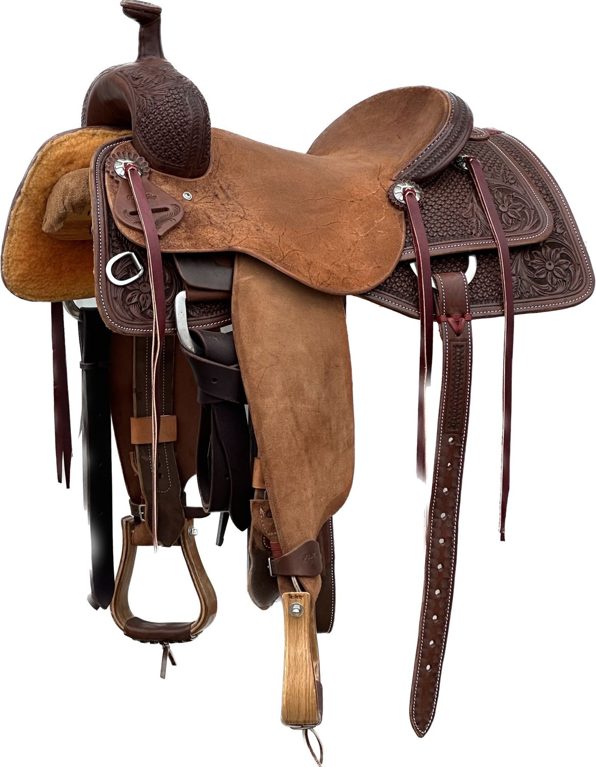 Robert Teskey Elite Cow Horse Saddle with a 15 1/2- inch Rough Out Seat
