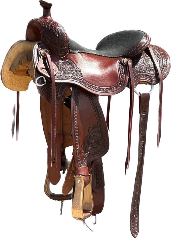 Stuart Rybak Ultra Light Cow Horse Saddle with a 16- inch Padded Textured Black Seat 032725