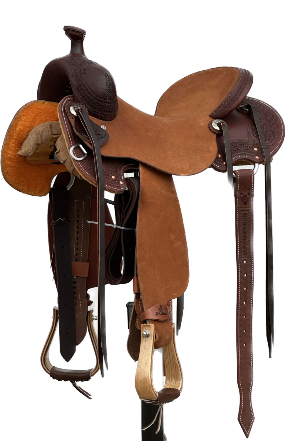Stuart Rybak Cow Horse Saddle with a 15 1/2- inch Rough Out Seat in Dark Chestnut 032725